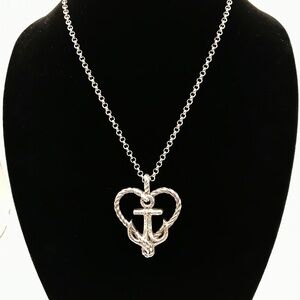 Brighton Necklace Pendant Anchor Heart “Seas the Day” Silver Plated Cruise